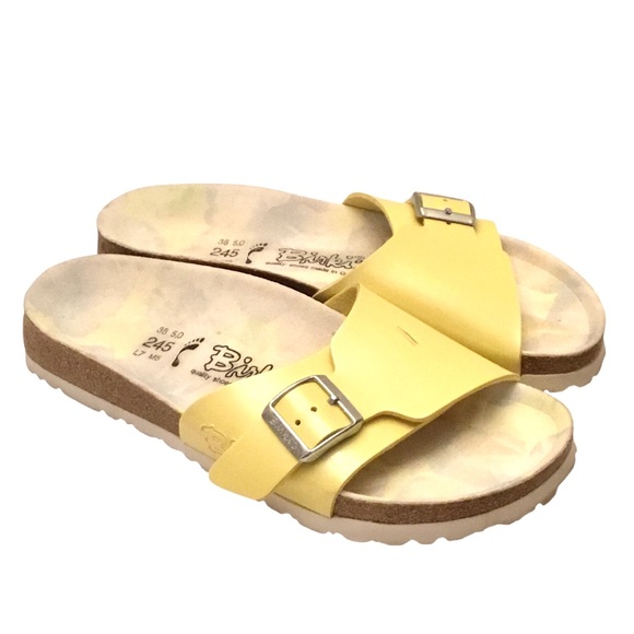 Birkenstock Catalina Birki’s Yellow Slide Sandal Birko-Flor Size: 7 Med/Narrow - Picture 3 of 12
